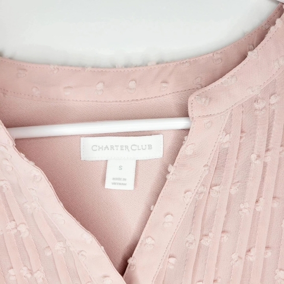 Charter Club Women's Double Ruffle Pintuck Long Sleeve Bohemian Blouses Small - Picture 5 of 6